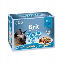 Brit Premium Family Plate dla kotów saszetki w sosie mix smaków 12x85g Brit