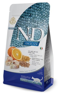 FARMINA N&D Ocean Cod, Spelt, Oats & Orange Adult - sucha karma dla kota - 1,5kg Farmina