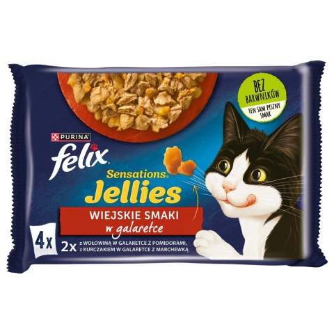 FELIX Sensations wołowina, kurczak - mokra karma dla kota - 4x 85g PURINA NESTLE FELIX Sensations wołowina, kurczak - mokra karma dla kota - 4x 85g PURINA NESTLE