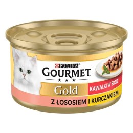 GOURMET GOLD Łosoś i kurczak w sosie mokra karma dla kota - puszka - 85 g PURINA NESTLE