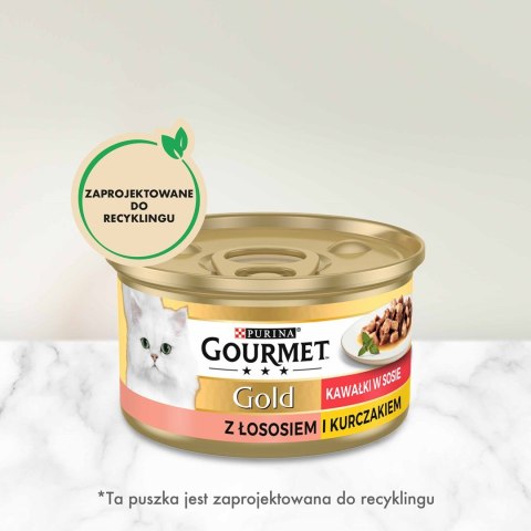 GOURMET GOLD Łosoś i kurczak w sosie mokra karma dla kota - puszka - 85 g PURINA NESTLE GOURMET GOLD Łosoś i kurczak w sosie mokra karma dla kota - puszka - 85 g PURINA NESTLE