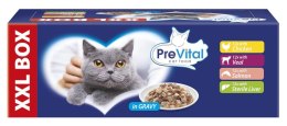 PREVITAL - Z kurczakiem, cielęciną, łososiem i wątróbką w sosie - karma dla kota 48x100g PREVITAL