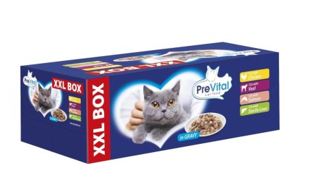 PREVITAL - Z kurczakiem, cielęciną, łososiem i wątróbką w sosie - karma dla kota 48x100g PREVITAL PREVITAL - Z kurczakiem, cielęciną, łososiem i wątróbką w sosie - karma dla kota 48x100g PREVITAL