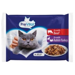 PREVITAL woł,królik w galaretce dla kotów 4x100g PREVITAL