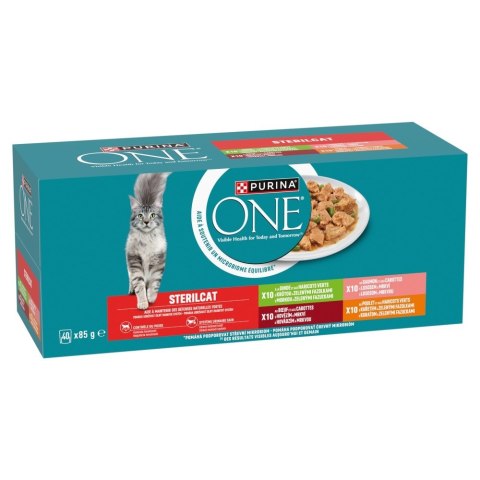 PURINA ONE STERILCAT wołowina,kurczak,łosoś,indyk 40x85g PURINA NESTLE PURINA ONE STERILCAT wołowina,kurczak,łosoś,indyk 40x85g PURINA NESTLE