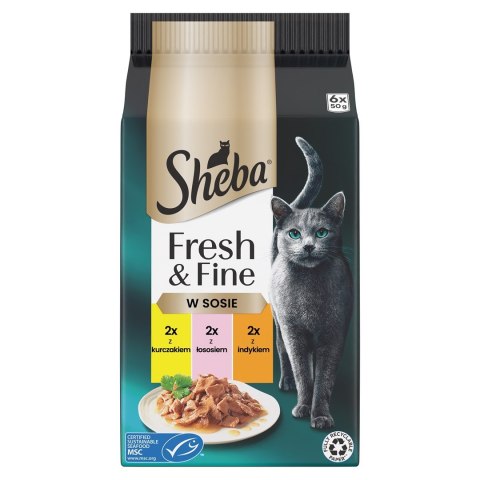 SHEBA Fresh & Fine mięsne dania w sosie - mokra karma dla kota - 6x50 g Sheba SHEBA Fresh & Fine mięsne dania w sosie - mokra karma dla kota - 6x50 g Sheba