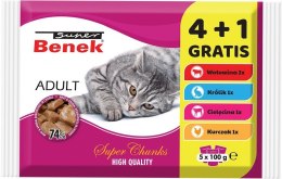 SUPER BENEK Adult - mokra karma dla kota - 4+1 100 g GRATIS! Super Benek