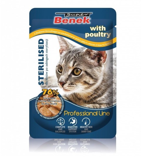 SUPER BENEK Sterilised z drobiem - mokra karma dla kota - 100 g Super Benek SUPER BENEK Sterilised z drobiem - mokra karma dla kota - 100 g Super Benek