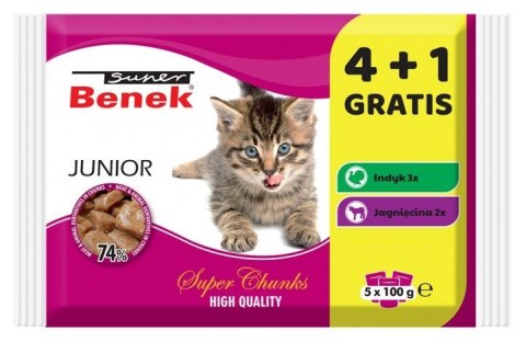 Super Benek dla kota Junior - mokra karma dla kota - 4+1 100 g GRATIS! Super Benek Super Benek dla kota Junior - mokra karma dla kota - 4+1 100 g GRATIS! Super Benek