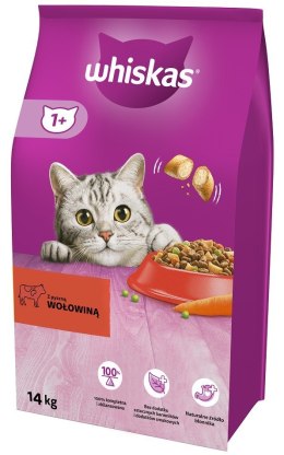 WHISKAS z Pyszną Wołowiną - sucha karma dla kota powyżej 1 roku życia - 14 kg Whiskas