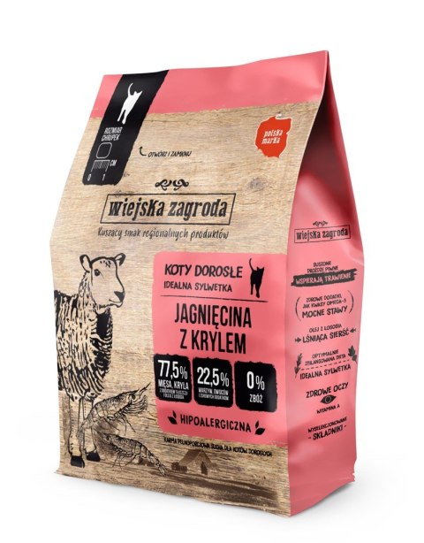 Wiejska Zagroda Jagnięcina z krylem - Sucha karma dla kota - 400g Wiejska zagroda
