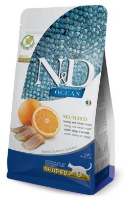 FARMINA N&D Cat Ocean Herring&Orange Neutered - sucha karma dla kota - 300g Farmina