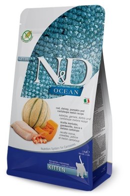 FARMINA N&D Ocean Cat Cod, Shrimp&Pumpkin - sucha karma dla kociąt - 1,5 kg Farmina