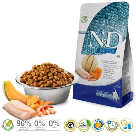 FARMINA N&D Ocean Cat Cod, Shrimp&Pumpkin - sucha karma dla kociąt - 1,5 kg Farmina FARMINA N&D Ocean Cat Cod, Shrimp&Pumpkin - sucha karma dla kociąt - 1,5 kg Farmina