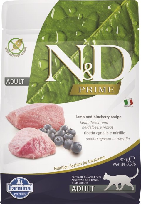 FARMINA N&D Prime Cat Lamb and Blueberry Adult - sucha karma dla kota - 300 g Farmina FARMINA N&D Prime Cat Lamb and Blueberry Adult - sucha karma dla kota - 300 g Farmina