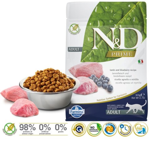 FARMINA N&D Prime Cat Lamb and Blueberry Adult - sucha karma dla kota - 300 g Farmina FARMINA N&D Prime Cat Lamb and Blueberry Adult - sucha karma dla kota - 300 g Farmina
