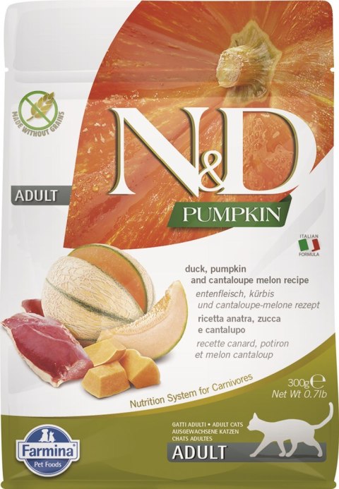 FARMINA N&D Pumpkin Cat Duck and Cantaloupe Melon Adult - sucha karma dla kota - 300 g Farmina FARMINA N&D Pumpkin Cat Duck and Cantaloupe Melon Adult - sucha karma dla kota - 300 g Farmina