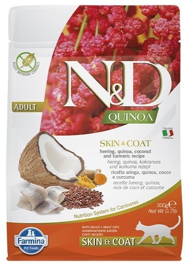 FARMINA N&D Quinoa Skin&Coat Cat Herring and Coconut Adult - sucha karma dla kota - 300 g Farmina