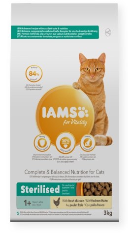 IAMS for Vitality Sterilised ze świeżym kurczakiem 3 kg kot EUKANUBA