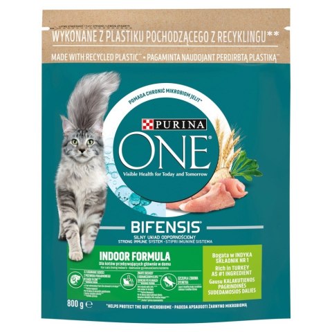 PURINA One Bifensis Adult Indoor Bogata w Indyka i Pełne Ziarna - sucha karma dla kota - 800 g PURINA NESTLE