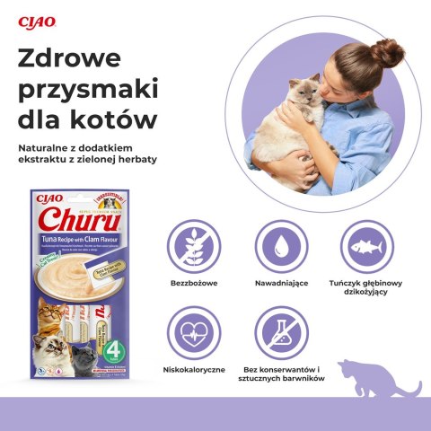 INABA CAT CHURU TUNA WITH CLAM FLAVOUR 4x14g (56g) INABA INABA CAT CHURU TUNA WITH CLAM FLAVOUR 4x14g (56g) INABA