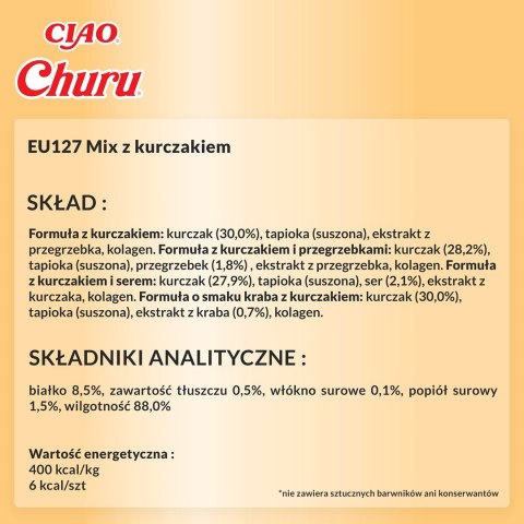 INABA CAT CHURU VARIETIES - kurczak - przysmak dla kota 20 x 14 g INABA INABA CAT CHURU VARIETIES - kurczak - przysmak dla kota 20 x 14 g INABA