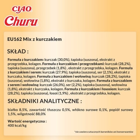 INABA CAT CHURU VARIETIES - kurczak - przysmak dla kota 60 x 14 g INABA INABA CAT CHURU VARIETIES - kurczak - przysmak dla kota 60 x 14 g INABA