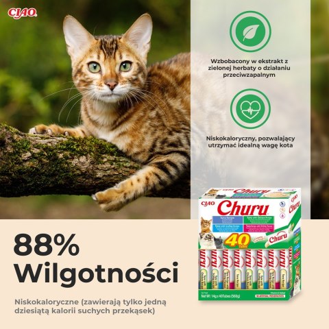 INABA CAT CHURU VARIETIES tuńczyk - przysmak dla kota 40x14 g INABA INABA CAT CHURU VARIETIES tuńczyk - przysmak dla kota 40x14 g INABA