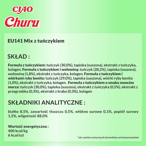 INABA CAT CHURU VARIETIES tuńczyk - przysmak dla kota 40x14 g INABA INABA CAT CHURU VARIETIES tuńczyk - przysmak dla kota 40x14 g INABA