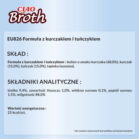INABA CIAO Bulion o smaku kurczaka i tuńczyka - przysmak dla kotów - 40g INABA INABA CIAO Bulion o smaku kurczaka i tuńczyka - przysmak dla kotów - 40g INABA