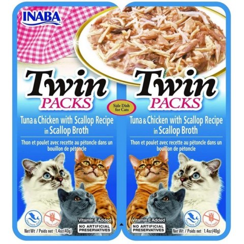 INABA Cat Twin Tuńczyk&Kurczak przegrzebki - Przysmak dla kotów - 2x40g INABA INABA Cat Twin Tuńczyk&Kurczak przegrzebki - Przysmak dla kotów - 2x40g INABA
