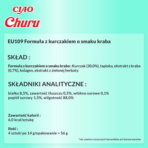 INABA Churu Kurczak z krabem - przysmak dla kota - 4x14 g INABA INABA Churu Kurczak z krabem - przysmak dla kota - 4x14 g INABA