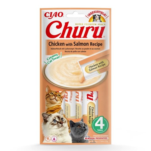 INABA Churu Kurczak z łososiem - przysmak dla kota - 4x14 g INABA INABA Churu Kurczak z łososiem - przysmak dla kota - 4x14 g INABA