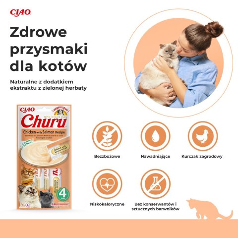 INABA Churu Kurczak z łososiem - przysmak dla kota - 4x14 g INABA INABA Churu Kurczak z łososiem - przysmak dla kota - 4x14 g INABA