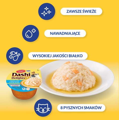 INABA DASHI DELIGHTS Kurczak Przegrzebki 70g bulion dla kota INABA INABA DASHI DELIGHTS Kurczak Przegrzebki 70g bulion dla kota INABA