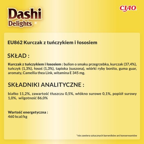 INABA DASHI DELIGHTS Kurczak Tuńczyk&Łosoś 70g bulion dla kota INABA INABA DASHI DELIGHTS Kurczak Tuńczyk&Łosoś 70g bulion dla kota INABA
