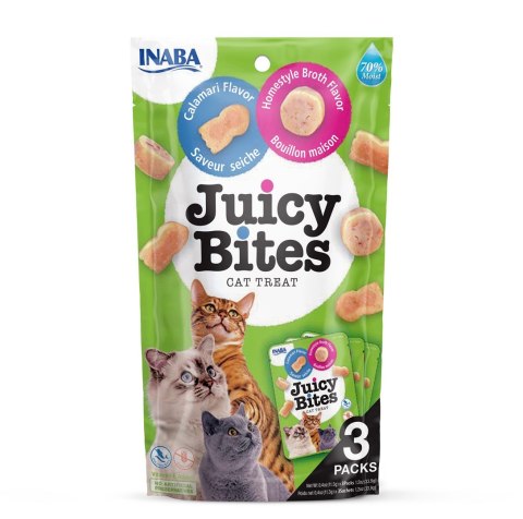 INABA Juicy Bites O smaku domowego bulionu i kalmara - przysmak dla kota - 3x11,3 g INABA INABA Juicy Bites O smaku domowego bulionu i kalmara - przysmak dla kota - 3x11,3 g INABA