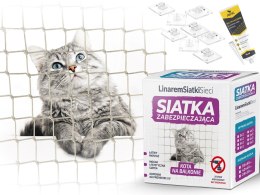 LINAREM Zestaw siatka na balkon dla kota, przeciw ptakom, bez wiercenia 4x3m LINAREM