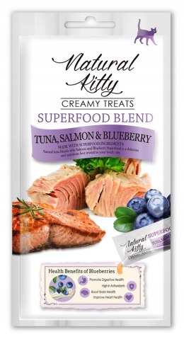 Natural Kitty Sos Superfood TUŃCZYK ŁOSOŚ BORÓWKA 4x12g Natural Kitty