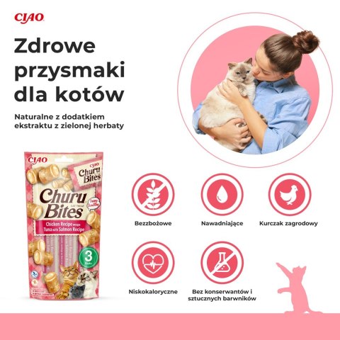 Przysmak CHURU Bites Tuńczyk&Łosoś dla kota 3x10g INABA Przysmak CHURU Bites Tuńczyk&Łosoś dla kota 3x10g INABA