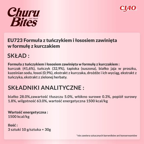 Przysmak CHURU Bites Tuńczyk&Łosoś dla kota 3x10g INABA Przysmak CHURU Bites Tuńczyk&Łosoś dla kota 3x10g INABA