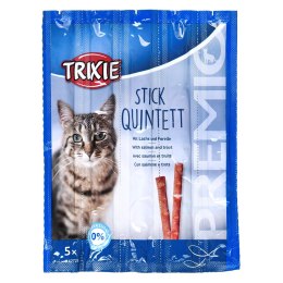 TRIXIE Stick Quintett Premio Paluszki z łososiem i pstrągiem - przysmak dla kota - 5x5 g TRIXIE