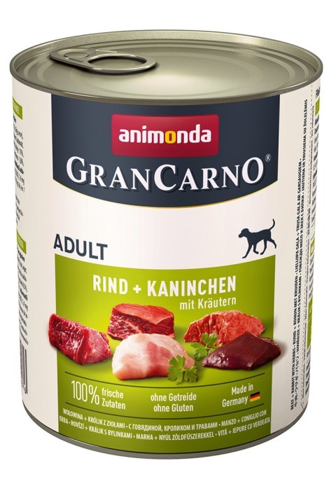 ANIMONDA Grancarno Adult wołowina, królik i zioła - mokra karma dla psa - 800g Animonda ANIMONDA Grancarno Adult wołowina, królik i zioła - mokra karma dla psa - 800g Animonda