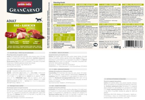 ANIMONDA Grancarno Adult wołowina, królik i zioła - mokra karma dla psa - 800g Animonda ANIMONDA Grancarno Adult wołowina, królik i zioła - mokra karma dla psa - 800g Animonda