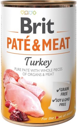 BRIT PATÉ & MEAT z indykiem - mokra karma dla psa - puszka - 400 g Brit