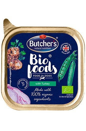 Butcher's Bio Foods Dog - mokra karma dla psa z indykiem w formie pasztetu - tacka 150 g Butcher's Butcher's Bio Foods Dog - mokra karma dla psa z indykiem w formie pasztetu - tacka 150 g Butcher's