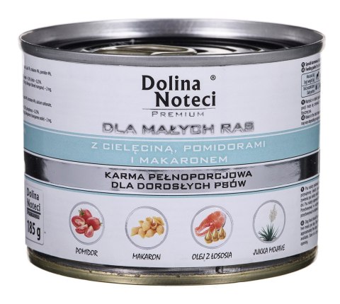 DOLINA NOTECI Premium z Cielęciną, pomidorami i makaronem - mokra karma dla psów dorosłych ras małych - 185g DOLINA NOTECI DOLINA NOTECI Premium z Cielęciną, pomidorami i makaronem - mokra karma dla psów dorosłych ras małych - 185g DOLINA NOTECI