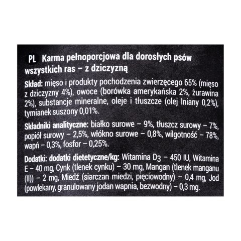 DOLINA NOTECI Rafi z dziczyzną, żurawiną i borówką - mokra karma dla psa - 400g DOLINA NOTECI DOLINA NOTECI Rafi z dziczyzną, żurawiną i borówką - mokra karma dla psa - 400g DOLINA NOTECI