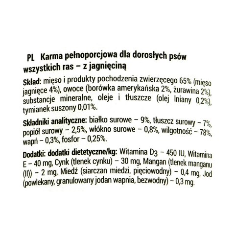 DOLINA NOTECI Rafi z jagnięciną, żurawiną i borówką - mokra karma dla psa - 400 g DOLINA NOTECI DOLINA NOTECI Rafi z jagnięciną, żurawiną i borówką - mokra karma dla psa - 400 g DOLINA NOTECI
