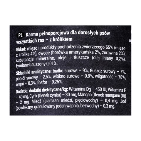 DOLINA NOTECI Rafi z królikiem, żurawiną i borówką - mokra karma dla psa - 400 g DOLINA NOTECI DOLINA NOTECI Rafi z królikiem, żurawiną i borówką - mokra karma dla psa - 400 g DOLINA NOTECI